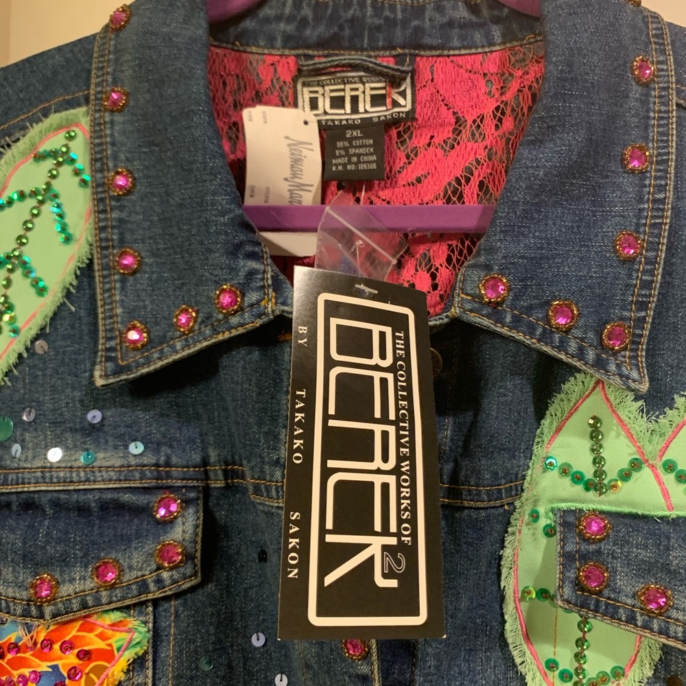 NWT Embellished & beaded plus-size jean jacket - Picture 5 of 10